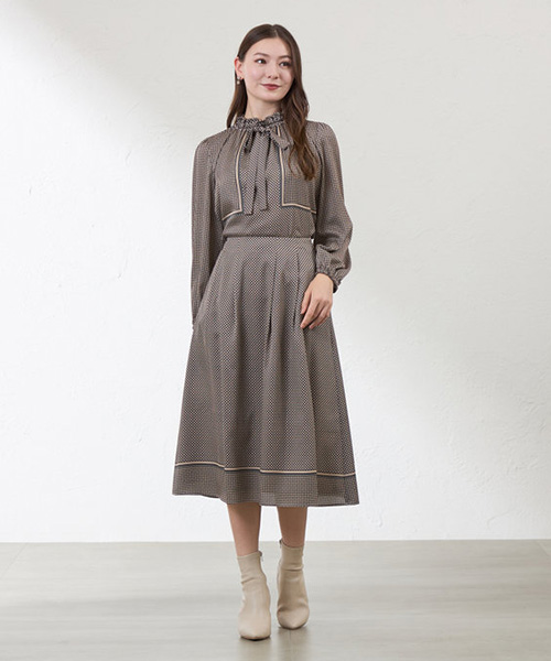 セール】 ランダムチェックプリントワンピース （ロング・マキシ