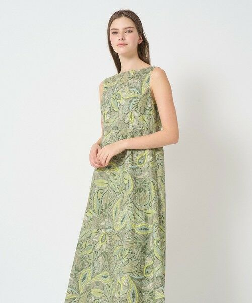 セール】 リーフプリントボートネック ワンピース （ドレス）｜ANAYI