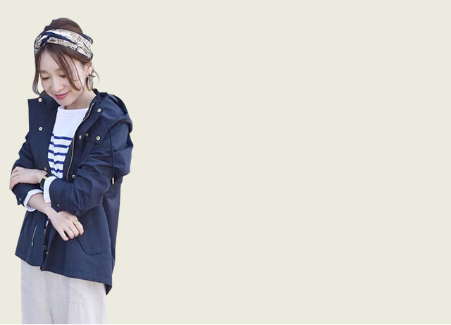 ミリタリーブルゾン。きれいめスタイルに程よい抜け感