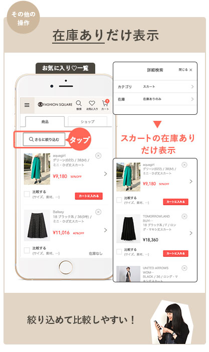 3.在庫ありのみに絞り込み