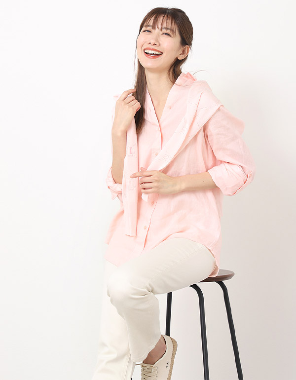 LAUREN RALPH LAUREN ピンタックド クレープデシンシャツ