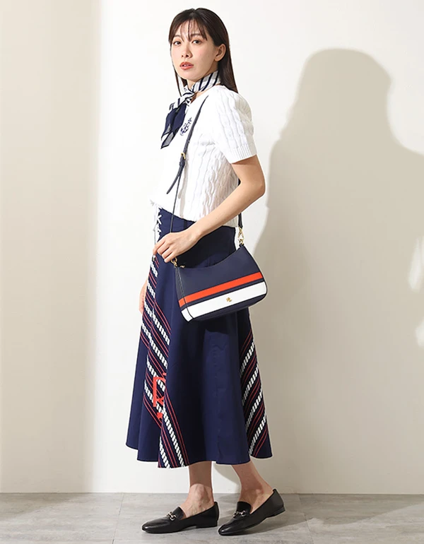 ストライプド ショートスリーブ セーター