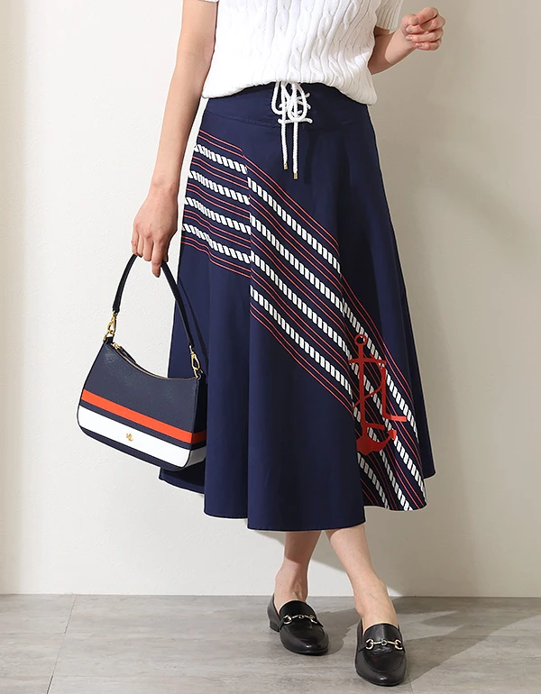 ストライプド ショートスリーブ セーター