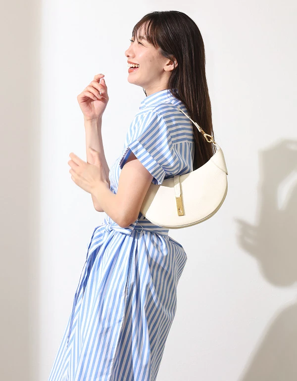 ストライプド ショートスリーブ セーター