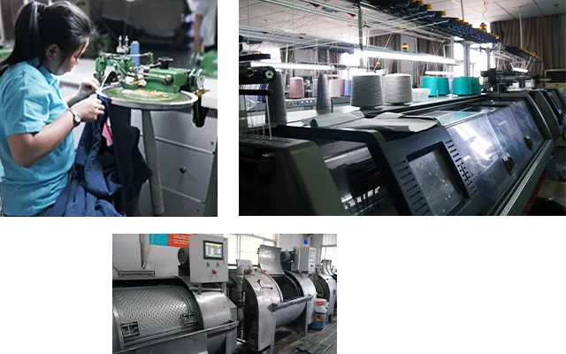 編み立て・縮絨を行っている様子