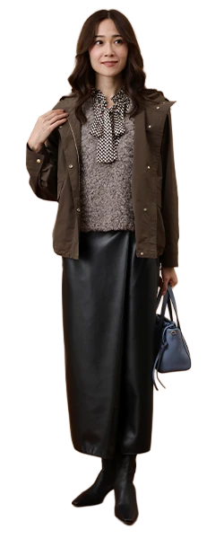 へリンボンスライバー ミックスファー Vネックベスト Autumnコーデ