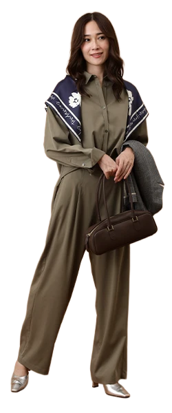 フィブリルカシュクールシャツ Autumnコーデ