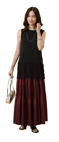 プリーツティアードスカート Nowコーデ