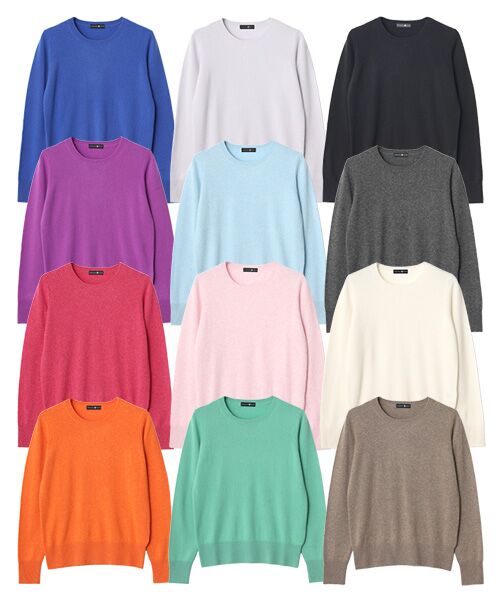 カシミヤクルーネックセーターの写真(全色一覧)