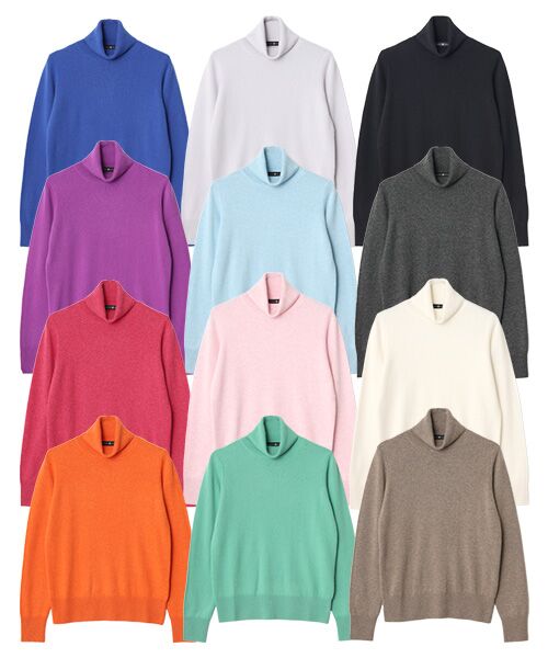 カシミヤタートルネックセーターの写真(全色一覧)