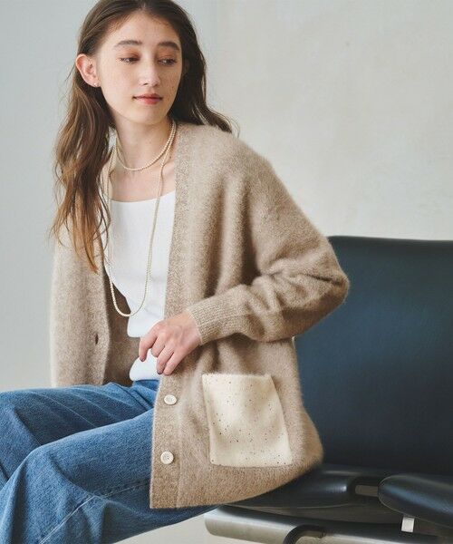 UNITED ARROWS フォックスカシミヤ スパンコール ミドル カーディガン