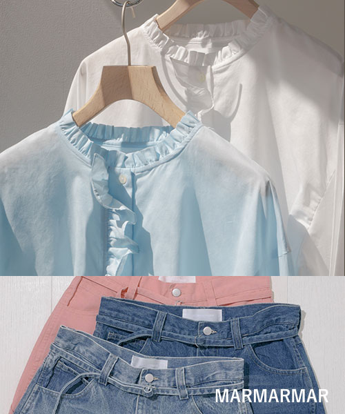 Frill Shirt ＆ Denim Pants