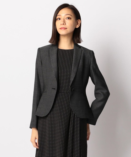 【セットアップ対応】CLALENSONチェックツイード ノーカラー ジャケット