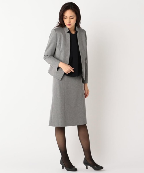 【セットアップ対応】CLALENSONチェックツイード ノーカラー ジャケット