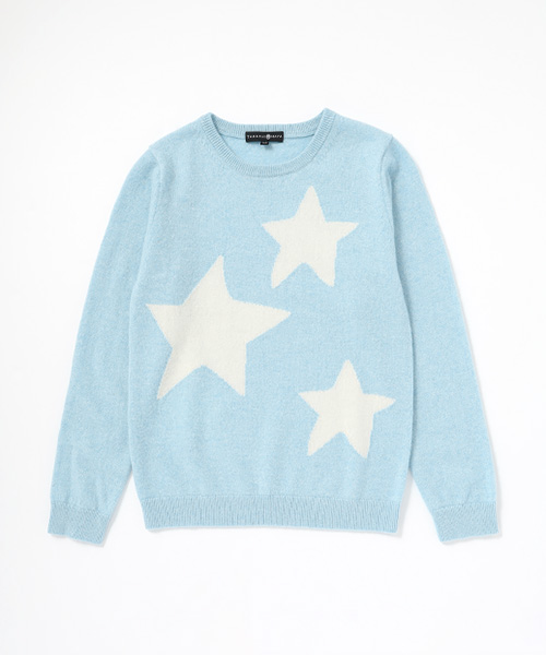 【タカシマヤカシミヤ キッズ】柔らかい印象の星モチーフをあしらったかわいらしいセーター