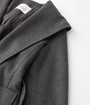 カシミヤ混フードガウンコート